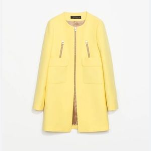 Zara yellow front zipper jacket size S